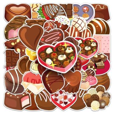 Imagem de Pacote de adesivos com tema de chocolate, 50 unidades, impermeável e d