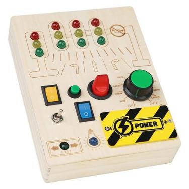 Imagem de Busy Board Wooden Traffic Light LED Switch Game Kids Toy - taiyuanketa