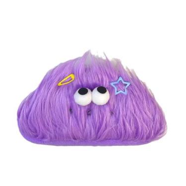 Imagem de Estojo de lápis de pelúcia roxo de grande capacidade para estudantes -