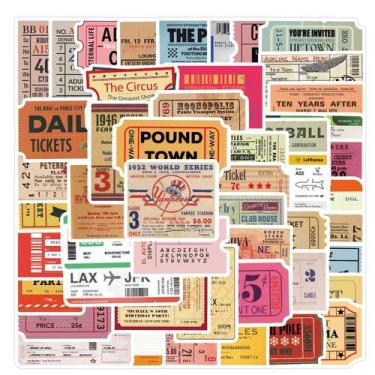 Imagem de Pacote de adesivos Vintage Ticket, 50 unidades de embarque de avião re