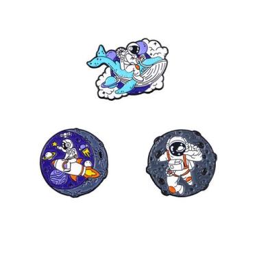 Imagem de Conjunto de broches Creative Astronaut Cartoon Space Whale - Yiweisai