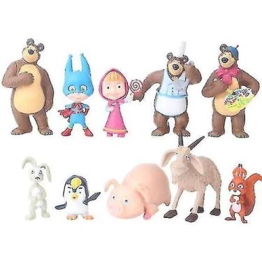 Imagem de Figura Toy Masha And Bear, pacote com 10 (3-7 cm), PVC - Gloome Store