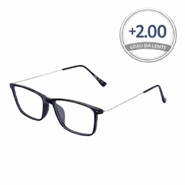 Imagem de Óculos de Leitura Retangular em Metal  Lentes com Grau  Descanso e Pre