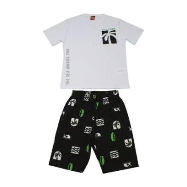 Imagem de Conjunto Infantil Camiseta Estampa Coqueiro e Bermuda Moletinho 1001372 - Kyly-Masculino