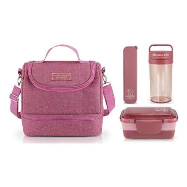 Imagem de Bolsa Térmica Marmita Copo Porta Talher Kit 4 Peças Concept - Jacki De