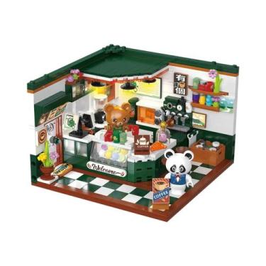 Imagem de Blocos De Montar Mini Cafeteria Infantil, Loja De Discos, Bar, Cenário