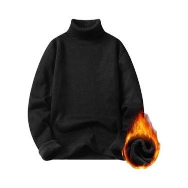 Imagem de Suéter Masculino Slim Fit De Gola Alta, Pullover Quente Tricotado Para
