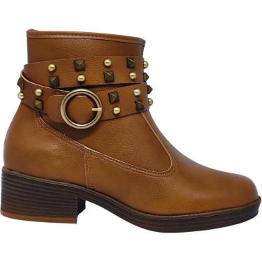 Imagem de Bota Feminina Casual Dia a Dia Passeio Trabalho Festa Cano Baixo Salto Baixo com Fivela...