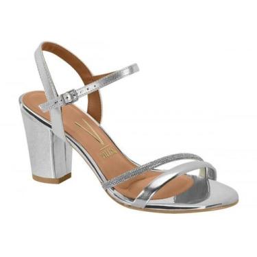 Imagem de Sandalia Feminina Vizzano Salto Médio 6262.1009 Strass, 38, Prata, Bra
