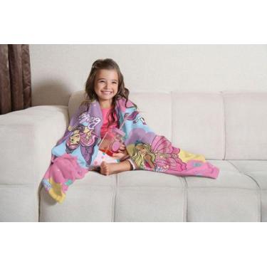 Imagem de Manta Fleece De Sofá Infantil Barbie Reinos Mágicos Lepper