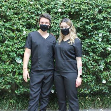 Imagem de Pijama Cirúrgico Conjunto Hospitalar Unissex Oxford Preto M - Lollyn