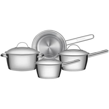 Imagem de Jogo de Panelas Tramontina Allegra 4 Peças em Aço Inox, Inox, 4