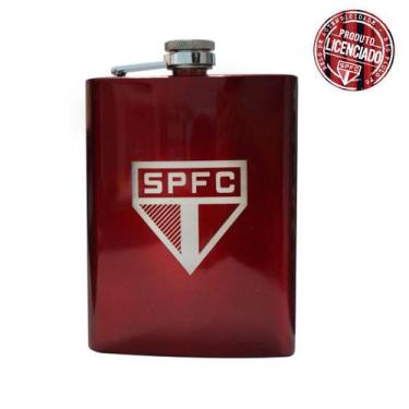 Imagem de Cantil Inox Bebida 220ml Vermelho Oficial Licenciado São Paulo - ATACA