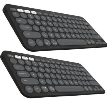 Imagem de Kit 2x Teclado Bluetooth LOGITECH K380S Pebble Key 2 Grafite