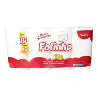 Imagem de Papel Higiênico Fofinho Folha Dupla 16 rolos  30mt x 10cm - Ipel