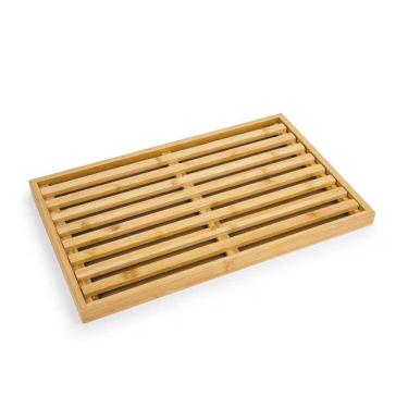 Imagem de Tábua de Pão Migalheira Retangular BAM2925 Bambu com Canaleta Central para Cozinha Amadeirado Euro Home
