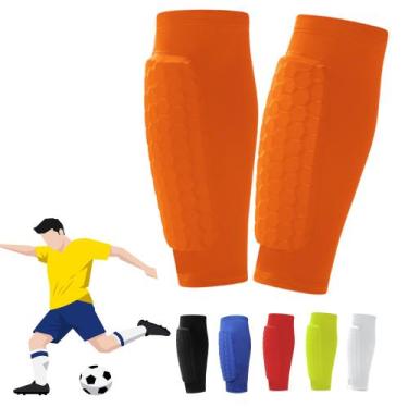 Imagem de Caneleiras de Futebol Leves para Crianças, Jovens e Adultos, Laranja, 