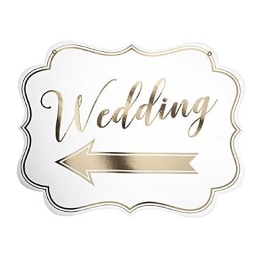 Imagem de Lillian Rose Placa de casamento com flecha branca e dourada, 45,7 cm x 35,5 cm, ouro