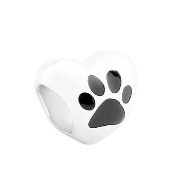 Imagem de Pingente Prata Link Coração com Pata Pet 11x10mm