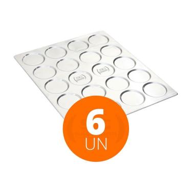 Imagem de KIT - 6 Assadeiras Pão de Hamburguer 20 Cavidades Alumínio 58x70 APH20 - Imeca