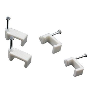 Imagem de 200 PCS 8 mm cabo Ethernet plano clipes de fio único cabo coaxial braçadeiras com prego para gerenciamento de cabo Ethernet
