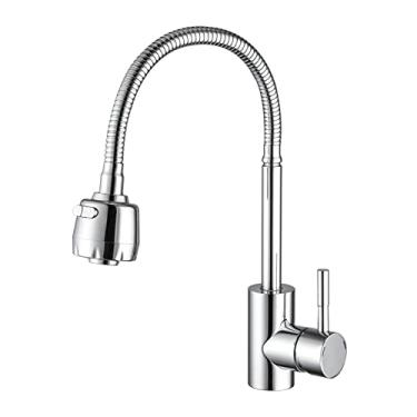 Imagem de Torneira de cozinha de latão 360 graus giratório pull-out torneira de cozinha quente e frio torneira de água misturador de pia de cozinha preto, cromo, china