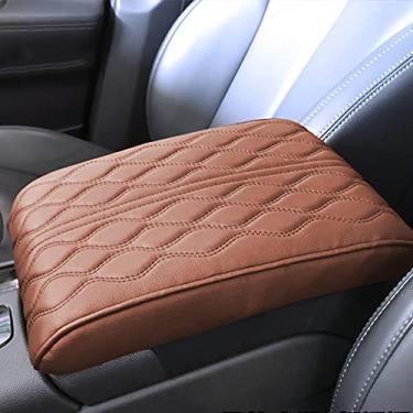Imagem de Almofada de apoio de carro, o Wavescar PatternCar Caixa de braço de onda Universal Booster Boosor Momory Foam Car Center Console Cheather Pads para carro, SUV, caminhão, bronzeado
