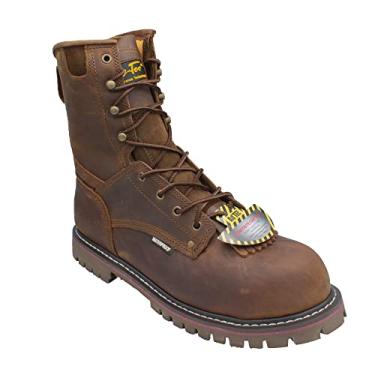 Imagem de Ad Tec Botas de trabalho masculinas de 20 cm à prova d'água Crazy Horse | Bico de segurança composto, construção de debrum Goodyear, sola de perigo elétrico, sola resistente a óleo, Marrom, 10