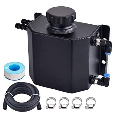 Imagem de SPEEDWOW Tanque de expansão de tanque de transbordamento do radiador lata preta alumínio universal 1L