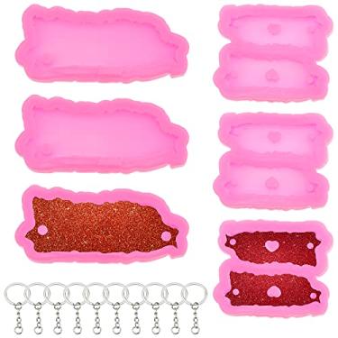 Imagem de DIYstore Pacote com 6 porta-chaves em forma de mapa de Porto Rico, molde de silicone de resina, molde pendente de argila de polímero com 10 peças para chaveiros para artesanato de resina faça você