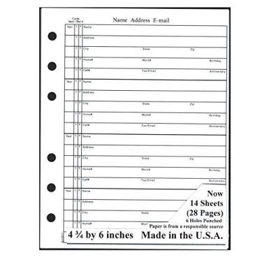 Imagem de Recarga de livro de endereços de 11 x 15 cm 14 folhas (28 páginas) serve para muitos livros antigos Hallmark do mesmo tamanho que os refis AR253