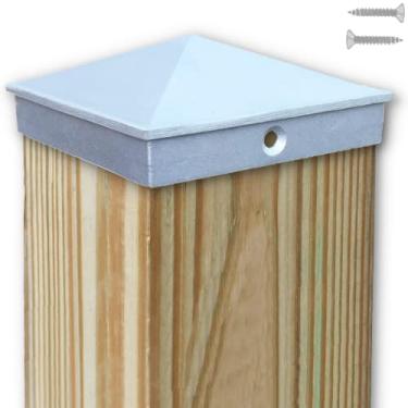 Imagem de WeatherPRO Post Caps Tampa de cerca 4x4 (3 1/5.1 cm) Pacote único decorativo de alumínio inacabado - caixa de correio, lâmpada, deck de madeira, doca, empilhamento para madeira s