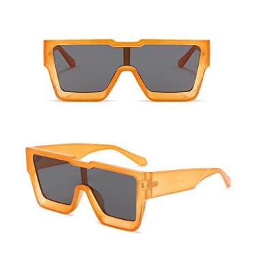 Imagem de Óculos de Sol Quadrado Vintage Designer Masculino Luxo Grandes Uma Lente Óculos de Sol Tendência Tons Femininos UV400 Óculos Óculos, laranja preto, tamanho único