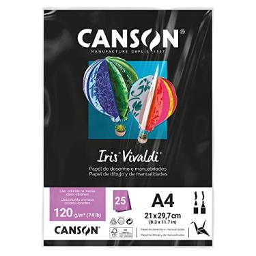 Imagem de CANSON Iris Vivaldi, Papel Colorido A4 em Pacote de 25 Folhas Soltas, Gramatura 120 g/m², Cor Preto (38)