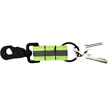 Imagem de LINE2design chaveiro giratório reflexivo de bombeiro – Corrente de chave de nylon para resgate de fogo – Acessórios de engrenagem para bombeiro – Alça de suporte para chave com gancho giratório preto resistente – Verde | Ótimo presente