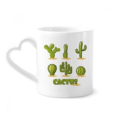Imagem de Caneca com estampa de cacto de plantas suculentas em vaso de cerâmica para café copo de coração de vidro