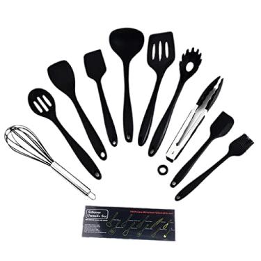 Imagem de Tempaky Conjunto de ferramentas de utensílios de cozinha com 10 peças Pinça de silicone Espátula Colheres Pá Pincel Batedor