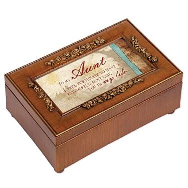 Imagem de Cottage Garden Aunt Fortunate to Have You Woodgrain em relevo Rose Petite Music Box Toca Mundo Maravilhoso