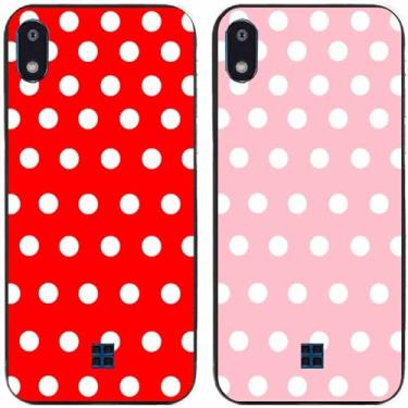 Imagem de 2 peças de capa de telefone traseira de silicone em gel TPU com bolinhas vermelhas e rosa para LG Series (LG K20 2019)