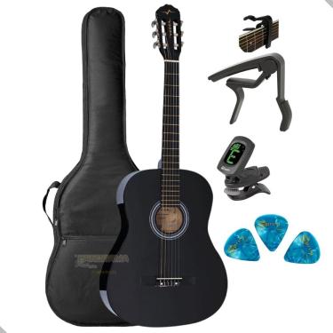 Imagem de Violao classico acustico vogga nylon vca204n bk preto + kit