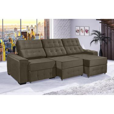 Imagem de Sofá Retrátil e Reclinável 3,50m ESTILO ESTOFADOS - PARIS 3 módulos com Velusoft D33 "PRATA"