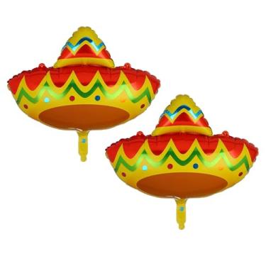 Imagem de Fiesta Sombrero Balão Mexicano Cinco De Mayo Balões Mylar com tema de Mylar de aniversário, chá de bebê, taco, artigos de decoração de festa noturna, 2 peças