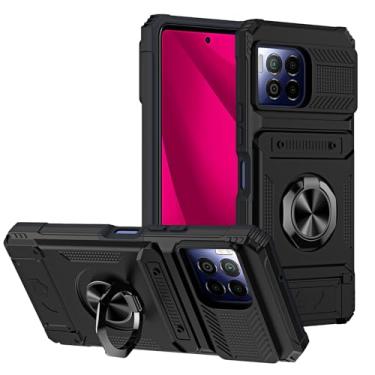 Imagem de Kukoufey Capa de telefone compatível com T-Mobile T Phone 2 Pro 5G, compatível com T-Mobile REVVL 7 Pro capa de telefone com suporte embutido preta
