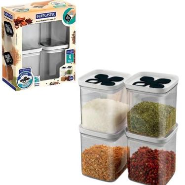 Imagem de Porta Condimentos Pote Hermético para Temperos Kit com 4 Unidades - In