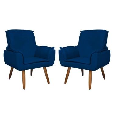 Imagem de Kit 02 Poltronas Decorativa Emília Plus Suede Várias Cores - Ds Estofa