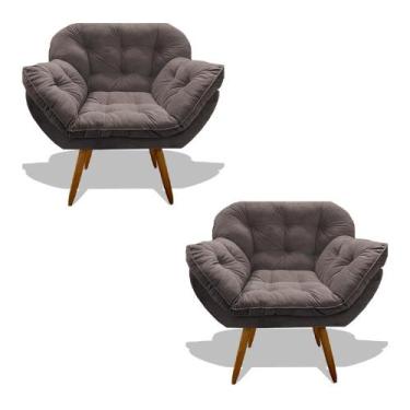 Imagem de Kit 02 Poltrona Miami Cadeira Pés Palitos Salão Escritorio Consultório