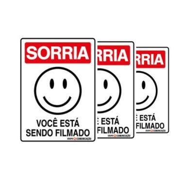 Imagem de Combo 3 Placas De Sinalização Sorria Você Está Sendo Filmado 15x20 Qi 