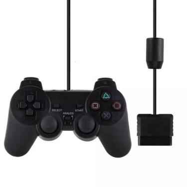 Imagem de Controle PS2 e PS1 C-fio Dualshock Analogico Preto Shinka