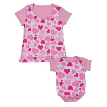 Imagem de Tal Mãe Tal Filha Camiseta e Body de Bebê Corações - Calupa, adulto M 