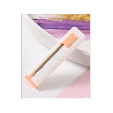 Imagem de Mini Estilete Retrátil com Régua - Tons Pastel - Foforiku, Laranja